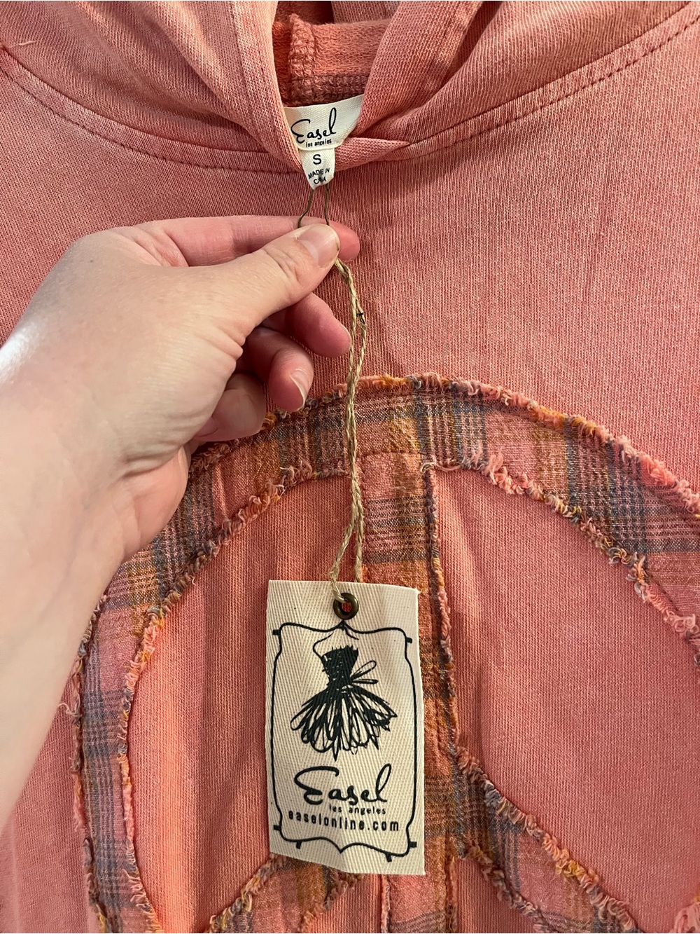 Easel Coral Peace Sign Hoodie NWT - Picture 4 of 8